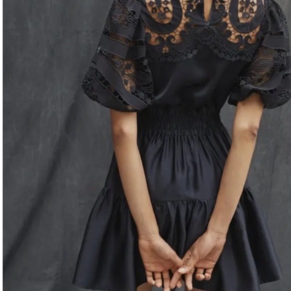 Anthropologie x Delfi Collective Elegant Black Lace Dress - Picture 2 of 4